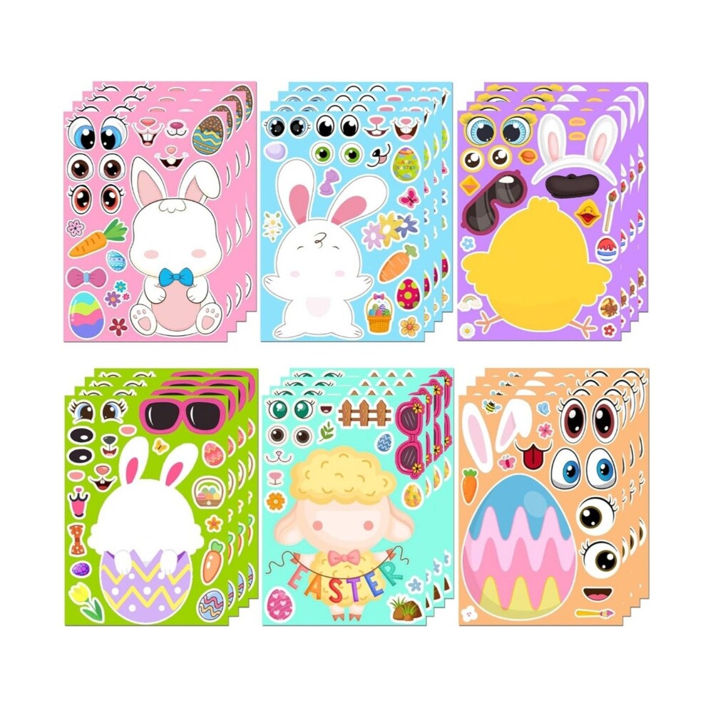 Easter Stickers - DIY Happy Easter Egg Bunny Sticker for Kids, 24 sheets